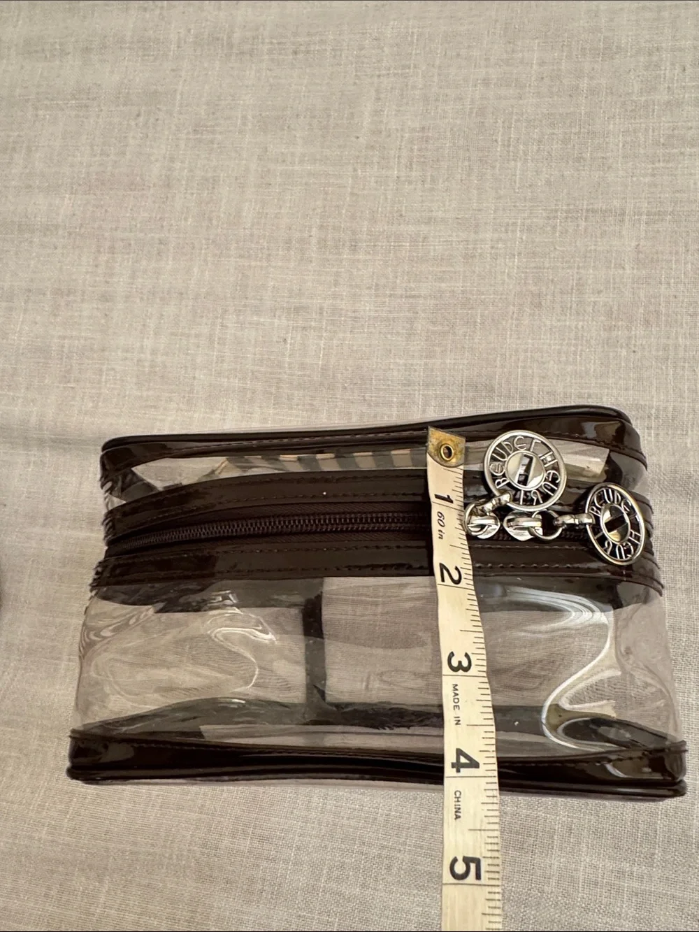 Vintage Henri Bendel Striped /Monogram and Clear Travel Cosmetic Bags - Set of 3